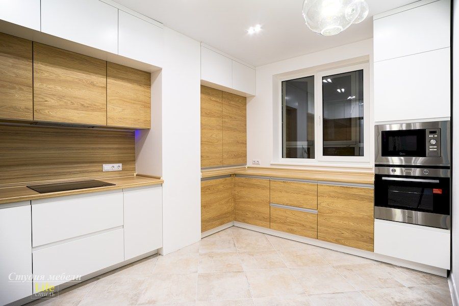 Белый кухонный гарнитур-Кухня МДФ в эмали «Модель 556»-фото1